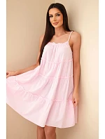 Dámske bavlnené šaty bez ramienok s volánikmi candy pink Dámske bavlnené šaty bez ramienok s volánikmi candy pink