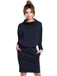 B032 Šaty s kimonovými rukávmi - tmavo modré