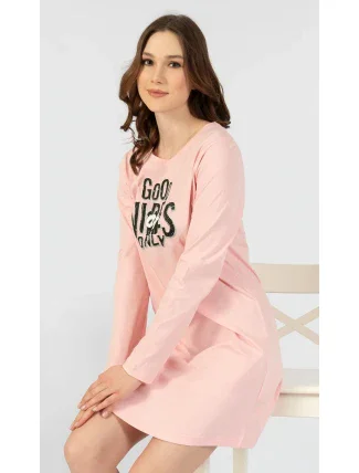 Dámska nočná košeľa s dlhým rukávom Good vibes