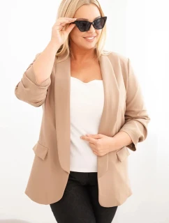 Dámska bunda Plus Size bez podšívky XL/2XL dark beige
