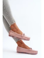 Skórzane Mokasyny Damskie Z Ozdobą Różowe S.Barski LR339