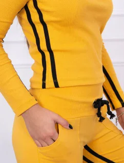 Súprava s dvojitými pruhmi horčicová + čierna