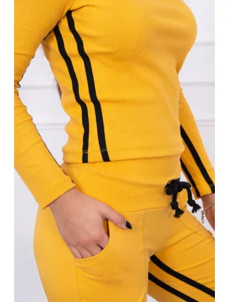 Súprava s dvojitými pruhmi horčicová + čierna