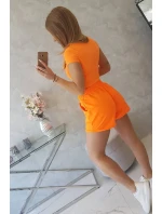 Bavlnená súprava so šortkami oranžová neónová