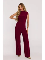 M890 Súprava s prestrihnutým topom a širokými nohavicami - bordová