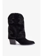 Zdobené členkové kovbojské topánky S.Barski Black