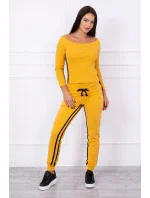 Súprava s dvojitými pruhmi horčicová + čierna