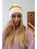 Dámska čiapka Kinga K297 biela+oranžová+zelená