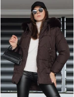 Dámska zimná prešívaná bunda s kapucňou hnedá FashionStreet TY5326 Dámska zimná prešívaná bunda s kapucňou hnedá FashionStreet TY5326