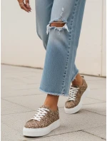 Dámske šnurovacie tenisky na hrubej podrážke hnedej farby FashionStreet ZY1380