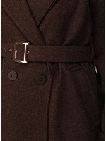 Elegantný dámsky kabát s priliehavým strihom a hnedým opaskom FashionStreet NY0794 Elegantný dámsky kabát s priliehavým strihom a hnedým opaskom FashionStreet NY0794