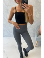 Pruhované legíny v grafitovej farbe