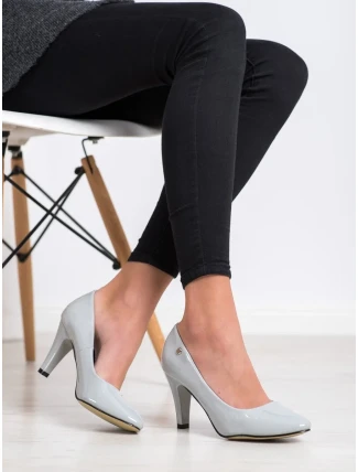 Štýlové šedo-strieborné dámske lodičky na ihličkovom podpätku Štýlové šedo-strieborné dámske lodičky na ihličkovom podpätku
