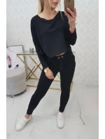 Súprava s oversize blúzkou čiernej farby