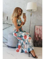 Šaty s motívom listov ecru