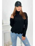 Sveter s ozdobným volánikom čierny