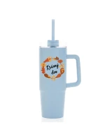 KRÁSNÝ DEN (PODZIM) - světle modrý cestovní termohrnek s průhledným víčkem 900 ml  