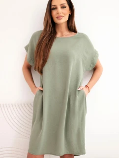 Šaty s vreckami svetlé khaki