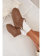 Śniegowce Damskie Na Platformie Ocieplane Futerkiem Khaki Vesirae