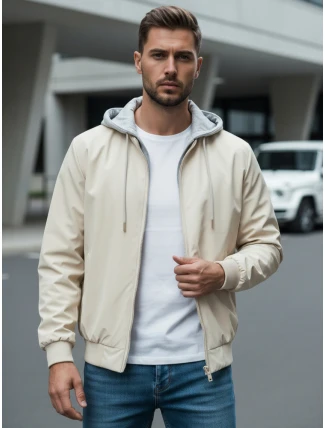 Pánska bunda bomber s kapucňou biela FashionStreet TX5020