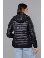 Čierna dámska prešívaná bunda pre prechodné obdobie (5M785-392)