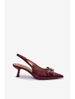 Czółenka Na Szpilce Z Kokardą Bordowe Folesca