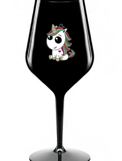 DUHOVÝ JEDNOROŽEC - čierny nerozbitný pohár na víno 470 ml