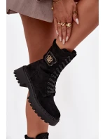 Botki Wokrery Damskie Z Ozdobnym Elementem Ocieplane Czarne Kalindra Botki Wokrery Damskie Z Ozdobnym Elementem Ocieplane Czarne Kalindra