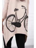 Mikina s potlačou bicykla béžová
