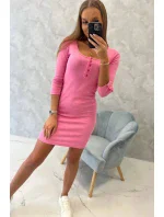 Šaty s gombíkovým výstrihom svetlo ružové