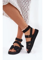 Sandały Damskie Z Rzepami Czarne Uvissa