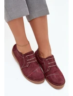 Skórzane Półbuty Damskie Z Przeszyciami Artiker 57C2111 Bordowe