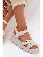 Kožené dámske sandále na platforme Artiker 54C1624 light beige