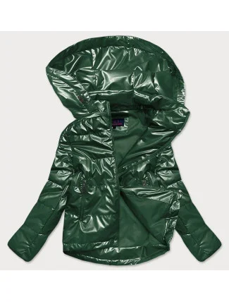 Zelená dámska lesklá bunda oversize (2021-06)