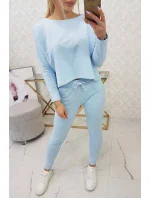 Súprava s oversize blúzkou modrej farby