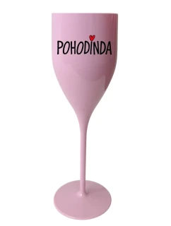 POHODINDA - růžová nerozbitná prosecco sklenice 150 ml