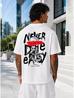 Pánske bavlnené tričko nadrozmernej veľkosti s bielou potlačou FashionStreet NX4008R Pánske bavlnené tričko nadrozmernej veľkosti s bielou potlačou FashionStreet NX4008R