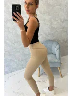 Rebrované legíny béžové