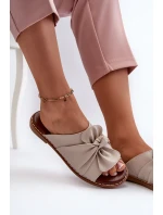 Klapki Damskie Na Płaskim Obcasie Beżowe Nelvira