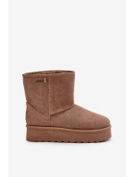 Wysokie Śniegowce Damskie Na Platformie Big Star OO274A097 Beżowe