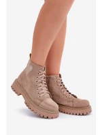 Botki Damskie Z Brokatowym Sercem Ciemnobeżowe Nariri