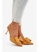 Podpatky s odhalenými patami a mašlí Žluté Eklevia