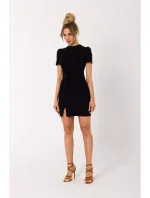 M731 Mini šaty s predným prekrížením - čierne