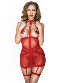 Erotická košieľka Meredith Chemise Red - Anais