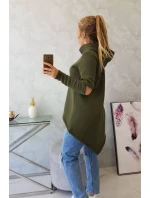 Zateplená mikina s dlhším chrbtom vo farbe khaki Zateplená mikina s dlhším chrbtom vo farbe khaki