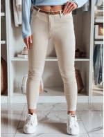Dámske džínsové nohavice s opaskom CLARET v svetlo béžovej farbe FashionStreet UY2440