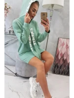 Oversize šaty s kapucňou tmavo mätové