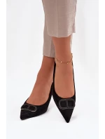 Dámské lodičky S dekorativním detailem Černé Amelora