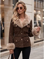 Dámska bunda s odnímateľnou kožušinou, svetlohnedá, FashionStreet TY5852 Dámska bunda s odnímateľnou kožušinou, svetlohnedá, FashionStreet TY5852