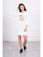 Šaty s 3D grafikou Bird ecru Šaty s 3D grafikou Bird ecru